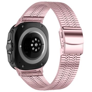 Samsung Galaxy Watch Ultra 47mm Watch Band Stainless Steel 5-Beads Wrist Strap - Rose Pink