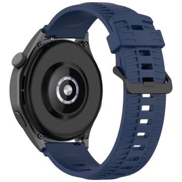 KALEBOL 20mm Watch Strap for Huawei Watch GT 3 42mm / GT 3 Pro 43mm Tire Texture Silicone Wrist Band - Navy Blue