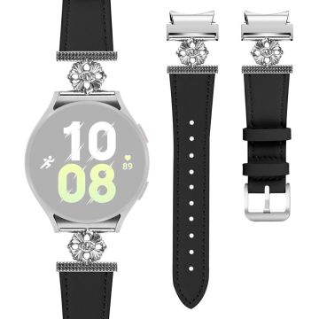 Watch Band for Samsung Galaxy Watch 5 Pro Genuine Cow Leather Strap with Seamless Connector - Black