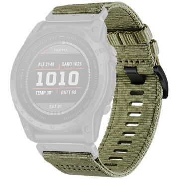 Watchband for Garmin Fenix 8 51mm / Enduro 3 / Instinct 2X Universal 26mm Quick Release Nylon Canvas Watch Strap - Olive Green