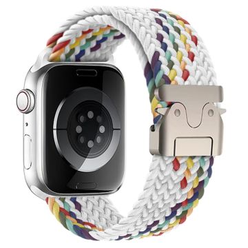 Armbånd Apple Watch Series 41 mm - 40 mm - 38 mm vevd klokkerem - Hvit Regnbue