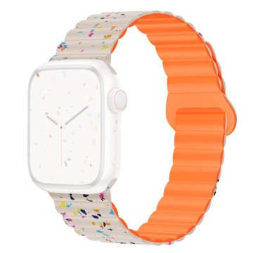 Magnetisk silikonrem Apple Watch Series 41mm - 40mm - 38mm - Stjernelys + Oransje