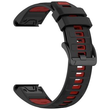 22 mm reim Garmin Fenix 8 47 mm / Fenix E 47 mm / Quatix 7 Pro Universal Silikonklokkebånd - Svart + Rød