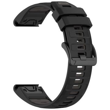 22 mm reim Garmin Fenix 8 47 mm / Fenix E 47 mm / Quatix 7 Pro Universal Silikonklokkebånd - Svart + Grå