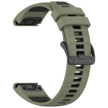 22 mm reim Garmin Fenix 8 47 mm / Fenix E 47 mm / Quatix 7 Pro Universal Silikonklokkebånd - Militærgrønn + Svart