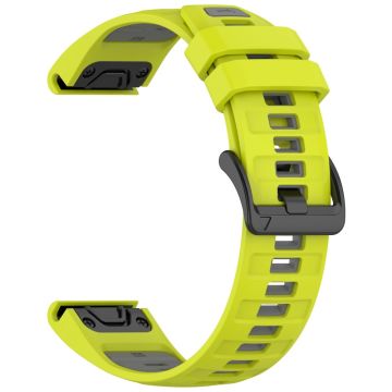 22 mm reim Garmin Fenix 8 47 mm / Fenix E 47 mm / Quatix 7 Pro Universal Silikonklokkebånd - Lime + Grå