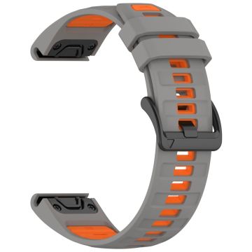 22 mm reim Garmin Fenix 8 47 mm / Fenix E 47 mm / Quatix 7 Pro Universal Silikonklokkebånd - Space Grey + Oransje