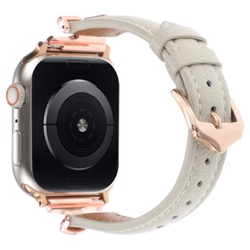 Apple Watch Series 41mm - 40mm - 38mm Urarmbånd i ekte skinn - Rose Gull / Grå