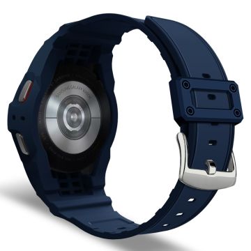 Samsung Galaxy Watch7 / 6 / 5 / 4 40 mm fleksibelt klokkerem + deksel med integrert design - Midnattsblå