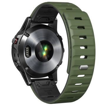 Magnetisk silikonrem Garmin Fenix 8 47mm / Fenix E 47mm / Quatix 7 Pro 22mm hurtigutløsende bånd - Militærgrønn + Svart