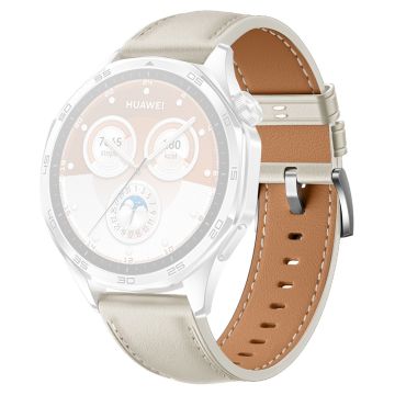 Huawei Watch GT 5 46mm / GT 5 Pro 46mm / GT 4 46mm Erstatningsarmbånd 22mm urrem i ekte okseskinn - Beige