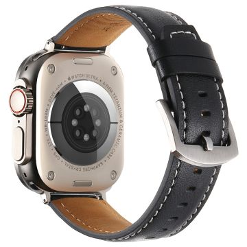 Rem Apple Watch Series 41 mm - 40 mm - 38 mm ekte kuskinnrem - Svart