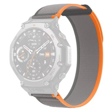 Huami Amazfit T-Rex 3 Klokkerem Nylon Loop Justerbar håndleddsrem med kontakt - Oransje / Grå