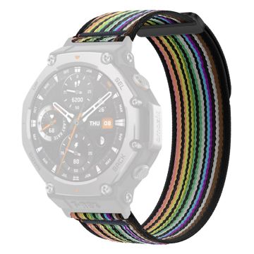 Huami Amazfit T-Rex 3 Klokkerem Nylon Loop Justerbar håndleddsrem med kontakt - Svart / Regnbue