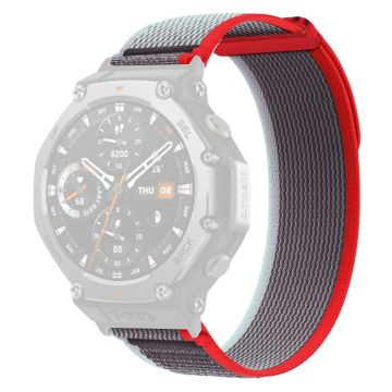 Huami Amazfit T-Rex 3 Klokkerem Nylon Loop Justerbar håndleddsrem med kontakt - Rød / Grå