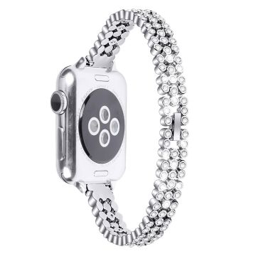 Rhinestone Strap Apple Watch Series 41mm - 40mm - 38mm sinklegeringsarmbånd - Sølv