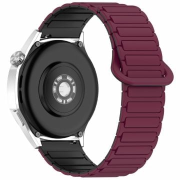 Samsung Galaxy Watch7 44mm / 40mm / Watch FE 40mm / Watch6 40mm / 44mm Silikonbånd Dual Color 20mm Magnetisk klokkerem - Vinrød / Svart