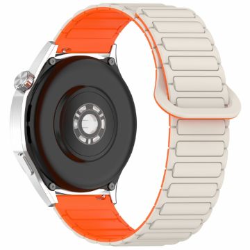 Samsung Galaxy Watch7 44mm / 40mm / Watch FE 40mm / Watch6 40mm / 44mm Silikonbånd Dual Color 20mm Magnetisk klokkerem - Stjernelys / Oransje