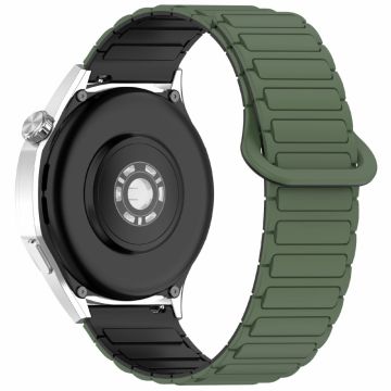 Huawei Watch GT 5 Pro 46mm / GT 5 46mm / Watch 4 / Samsung Galaxy Watch3 45mm silikonbånd 22mm magnetisk klokkerem - Militærgrønn / Svart