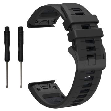 Garmin Fenix 8 47mm / Fenix E 47mm / Fenix 7 Quick Release Watch Band Dual Color 22mm Silicone Wrist Strap - Black  /  Black