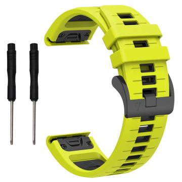 Garmin Fenix 8 47mm / Fenix E 47mm / Fenix 7 Quick Release Watch Band Dual Color 22mm Silicone Wrist Strap - Green  /  Black