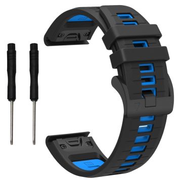 Garmin Fenix 8 47mm / Fenix E 47mm / Fenix 7 Quick Release Watch Band Dual Color 22mm Silicone Wrist Strap - Svart / Blå