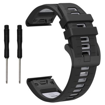 Garmin Fenix 8 51mm / Enduro 3 / Fenix 7X / 7X Pro Quick Release Watch Band Dual Color 26mm Silicone Wrist Strap - Svart / Grå