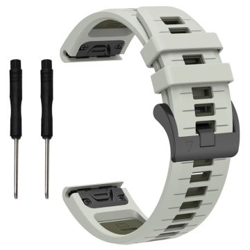 Garmin Fenix 8 51mm / Enduro 3 / Fenix 7X / 7X Pro Quick Release Watch Band Dual Color 26mm Silicone Wrist Strap - Grå / Militærgrønn