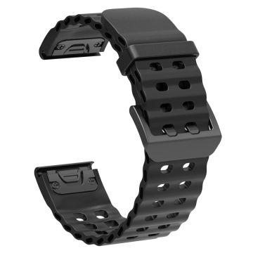 22mm Silicone Strap Garmin Fenix 8 47mm / Fenix E 47mm / Quatix 7 Pro Multiple Holes Watchband - Black