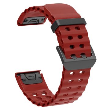 22mm Silicone Strap Garmin Fenix 8 47mm / Fenix E 47mm / Quatix 7 Pro Multiple Holes Watchband - Wine Red