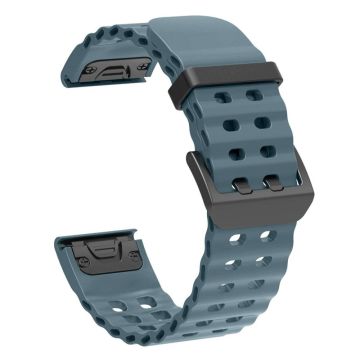 22mm Silicone Strap Garmin Fenix 8 47mm / Fenix E 47mm / Quatix 7 Pro Multiple Holes Watchband - Rock Cyan