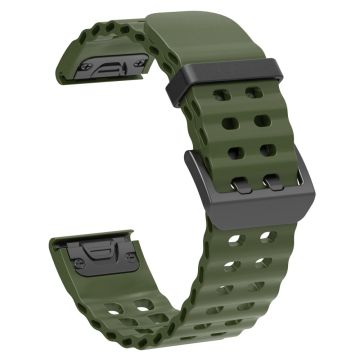 22mm Silicone Strap Garmin Fenix 8 47mm / Fenix E 47mm / Quatix 7 Pro Multiple Holes Watchband - Army Green