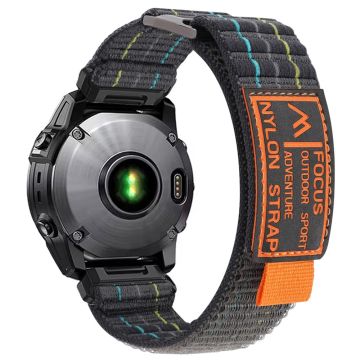 26 mm klokkerem Garmin Fenix 8 51 mm / Enduro 3 / Enduro 2 Magic Tape nylonrem - Mørkegrå