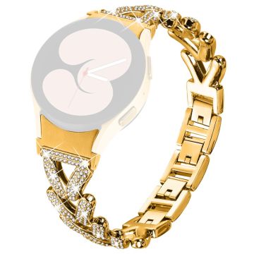 Metal Watch Band with Quick Release Connector Samsung Galaxy Watch4 / Watch5 40mm / 44mm / 45mm Rhinestone Decor Watch Strap - Gold