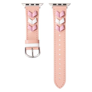 Heart Cowhide Leather Strap Apple Watch Series 10 42mm / 9 8 7 41mm / SE (2023) SE (2022) SE 6 5 4 40mm / 3 2 1 38mm - Rosa + Flerfarget