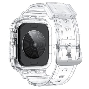 Integrert TPU-reim + klokkeveske Apple Watch Series 10 42mm / 9 8 7 41mm / SE (2023) SE (2022) SE 6 5 4 40mm / 3 2 1 38mm - Gjennomsiktig