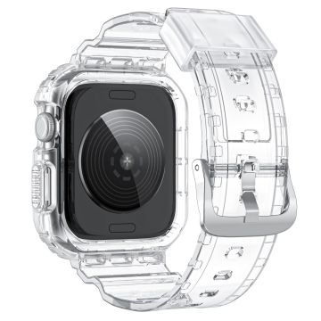 Integrert TPU-reim + klokkeveske Apple Watch Series 10 42mm / 9 8 7 41mm / SE (2023) SE (2022) SE 6 5 4 40mm / 3 2 1 38mm - Gjennomsiktig + Gjennomsiktig