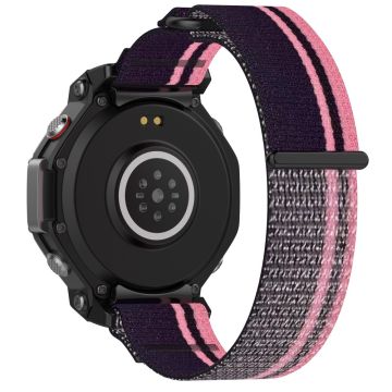 Huami Amazfit T-Rex 3 Wtch Band Nylon Braided Replacement Watch Strap - Pink+Purple