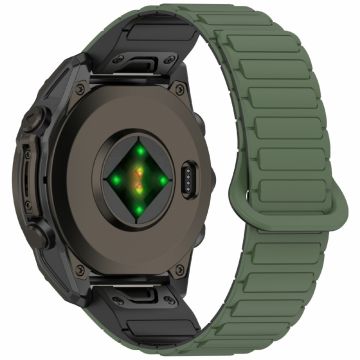 26mm Silicone Band Garmin Enduro 3 / Fenix 8 51mm / Instinct 2X / Fenix 7X Quick Release Magnetic Watch Strap - Midnight Green+Black