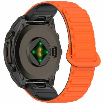 26mm Silicone Band Garmin Enduro 3 / Fenix 8 51mm / Instinct 2X / Fenix 7X Quick Release Magnetic Watch Strap - Orange+Black