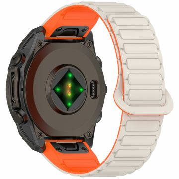 26 mm silikonarmbånd Garmin Enduro 3 / Fenix 8 51 mm / Instinct 2X / Fenix 7X hurtigutløsende magnetisk klokkerem - Stjernelys + Oransje