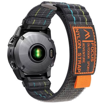 26mm Watch Band Garmin Fenix 8 51mm / Enduro 3 / Instinct 2X Magic Tape Nylon Strap - Dark Grey