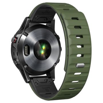 22mm Magnetic Strap Garmin Fenix 8 47mm / Fenix E 47mm / Quatix 7 Pro Silicone Watch Band - Army Green+Black