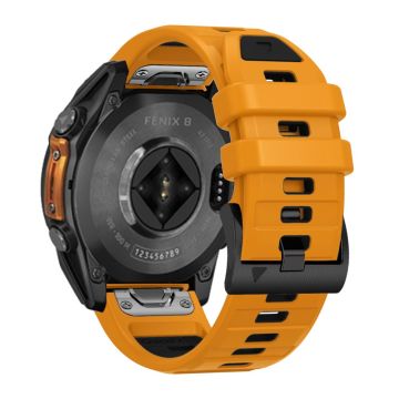 22mm Watch Strap Garmin Fenix 8 47mm / Fenix E 47mm / Quatix 7 Pro Universal Silicone Band - Orange+Black