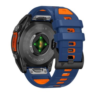 22 mm klokkerem Garmin Fenix 8 47 mm / Fenix E 47 mm / Quatix 7 Pro Universal Silikonarmbånd - Safir + Oransje