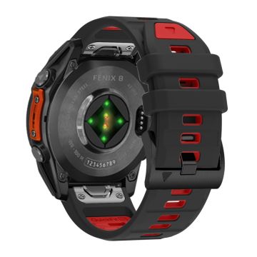 22mm Watch Strap Garmin Fenix 8 47mm / Fenix E 47mm / Quatix 7 Pro Universal Silicone Band - Black+Red