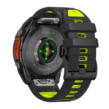 22mm Watch Strap Garmin Fenix 8 47mm / Fenix E 47mm / Quatix 7 Pro Universal Silicone Band - Black+Lime