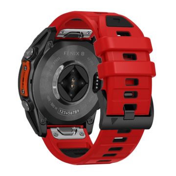 22mm Watch Strap Garmin Fenix 8 47mm / Fenix E 47mm / Quatix 7 Pro Universal Silicone Band - Red+Black