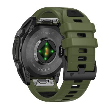 22 mm klokkerem Garmin Fenix 8 47 mm / Fenix E 47 mm / Quatix 7 Pro Universal Silikonarmbånd - Militærgrønn + Svart