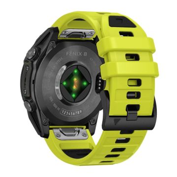 26mm Watch Strap Garmin Fenix 8 51mm / Enduro 3 / Instinct 2X Universal Silicone Band - Lime+Black